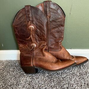 Brown leather cowboy boots